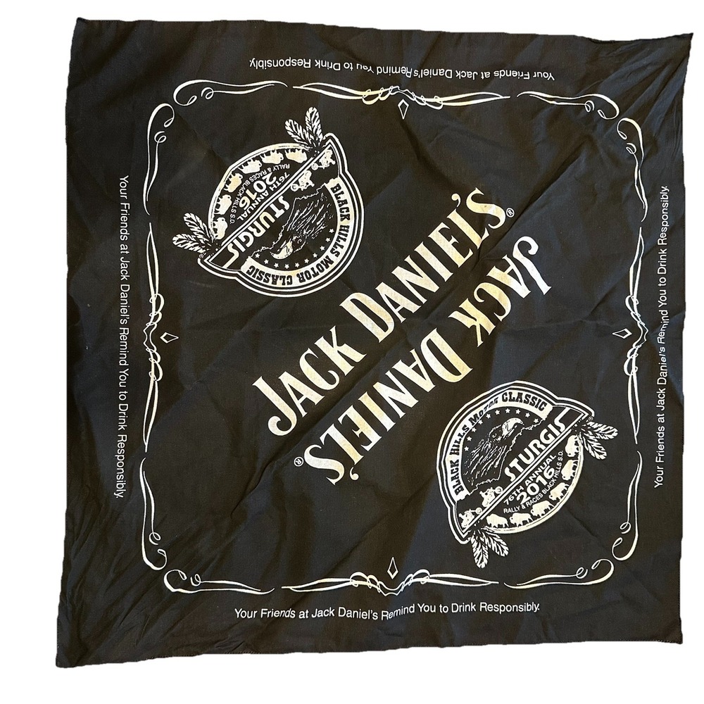 Jack Daniel's Bandana Black Hills Motor Classic Sturgis 2016 Rally Black 21"